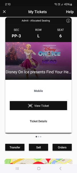 ** ONE DISNEY ON ICE TICKET** Carousel 1