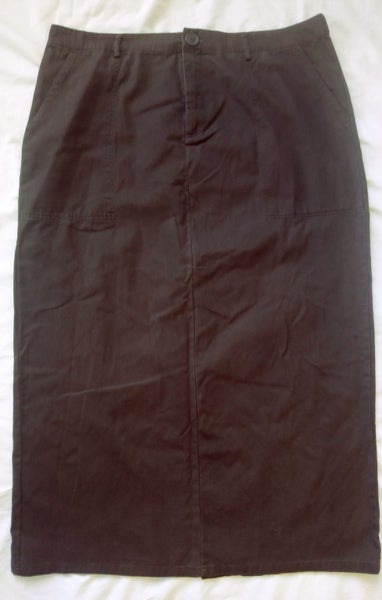NEW sz 20 (waist 104-108cm) (Length 101cm) Cotton Brown Twill Long Skirt $30 tag Carousel 1