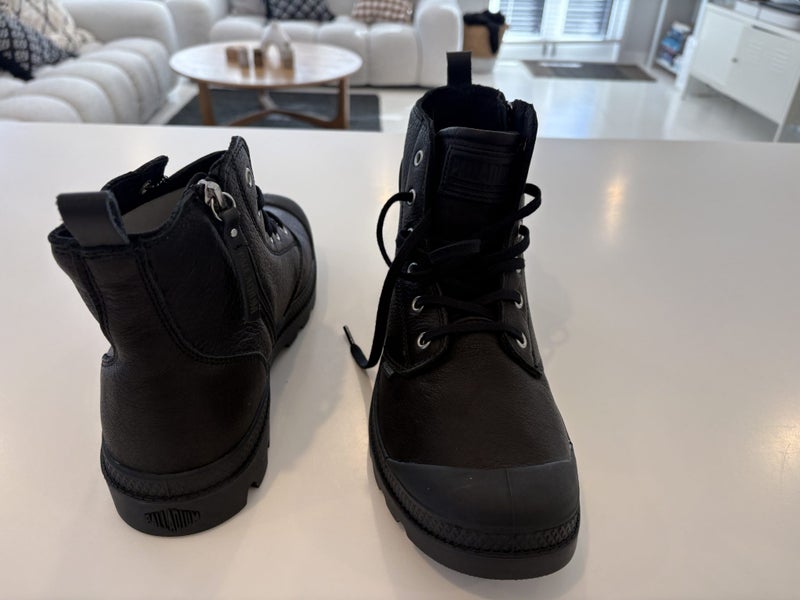Palladium Black/Black Leather Pampa Hi Zip Shoes63617298500225113