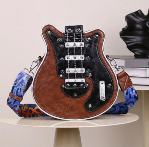 SALE!! Guitar Shaped Crossbody Vegan Leather Country Style Bag Vintage Gypsy Carousel 1