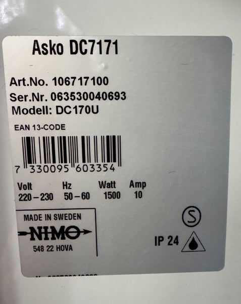 Asko drying cabinet, vented63615750706433111