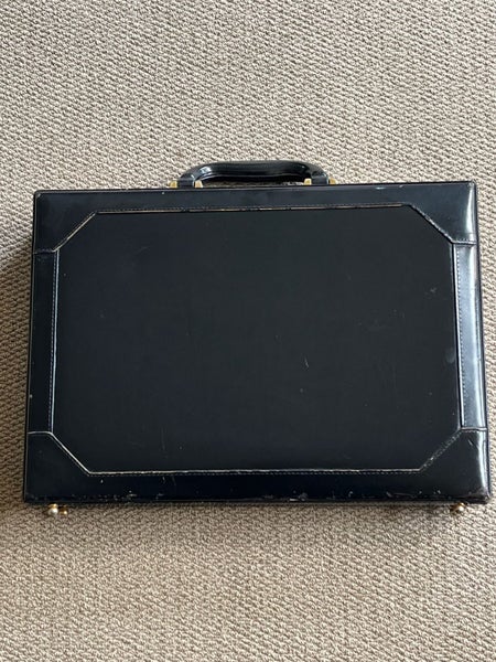 L'Esprit Italian Leather Hard Briefcase – Black/Gold, Vintage, Combination Lock63617160850305113