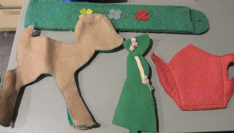Vintage Art Deco Felt Needles Cases Wallets Plus Knitting Needle Case & Toy Carousel 1