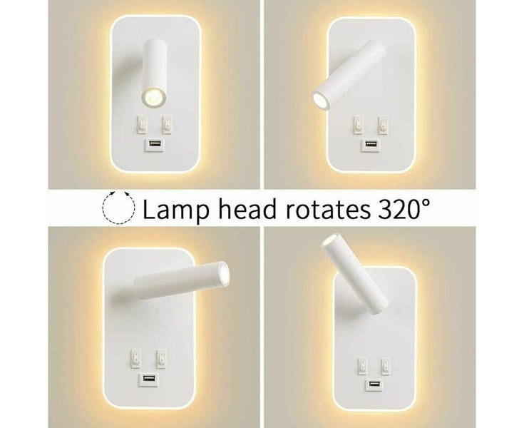 LED Wall Light, Bedside Reading Light with Switch, USB Charging Port, Adjusta Carousel 2