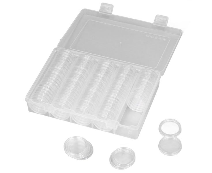 Coin Holder 100 Pieces Storage Plastic Transparent Coin Storage Box with Coin Carousel 1