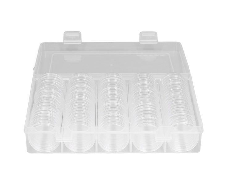 Coin Holder 100 Pieces Storage Plastic Transparent Coin Storage Box with Coin Carousel 2