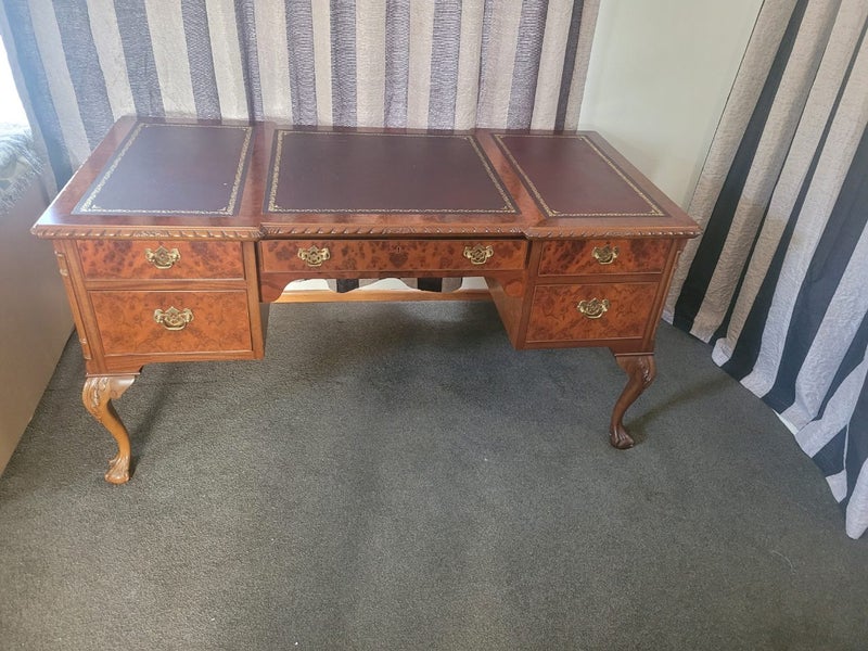 Vintage Executive Chippendale Style Desk Carousel 13