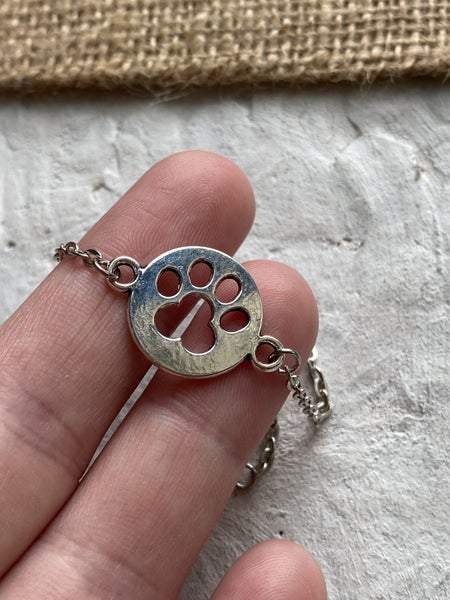 Super Cute Silver Paw Pendant Chain Bracelet Carousel 3