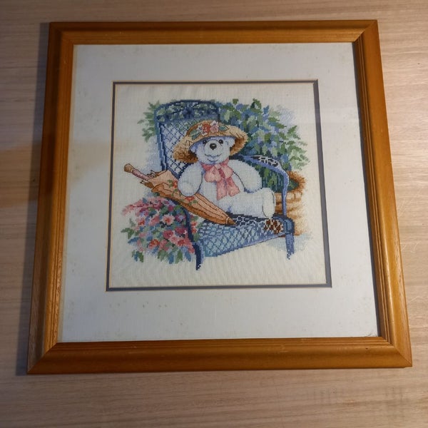 Framed Cross Stitch 400x400mm Carousel 1