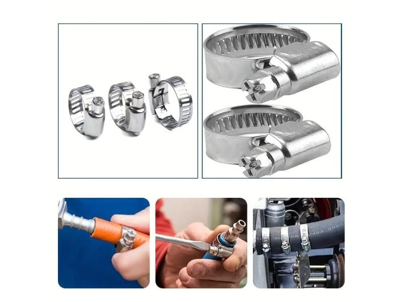 10PCS Hose Clips Pipe Clamps 8mm-25mm Stainless Steel Hoop Clamp Hose Clamp Carousel 1