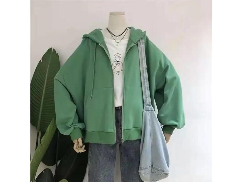 Men Autumn Fleece Zip Up Hoodie Hip Hop Classic Hoody Tops White Carousel 1