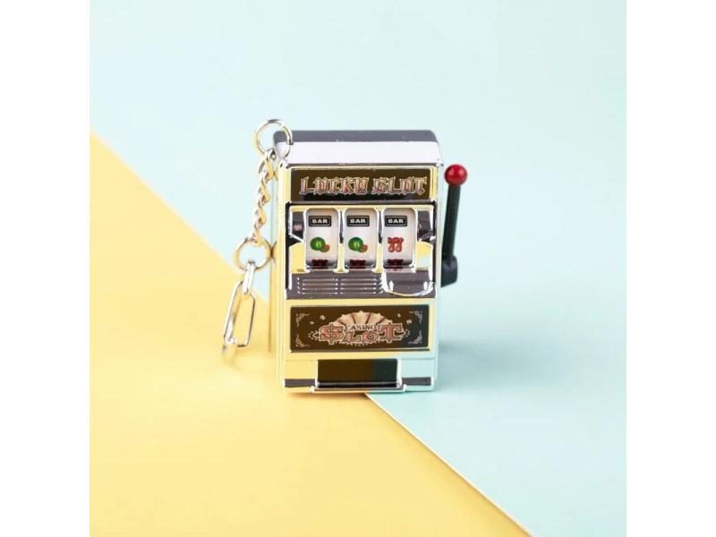 1pc Mini Fruit Slot Machine Birthday Keychain Gift Coin Operated Game Carousel 1