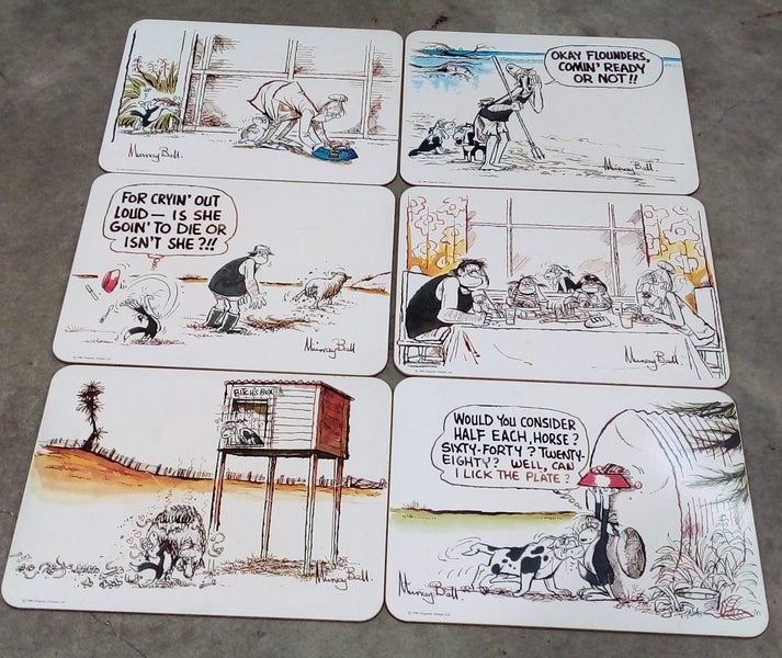 Footrot Flats vintage placemats full size set of six Carousel 1