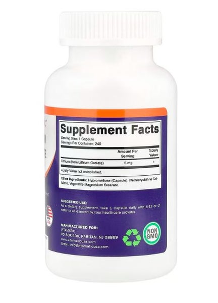 Lithium Orotate ** Vitamatic Lithium Orotate ** 240 Servings ** 5mg Carousel 2