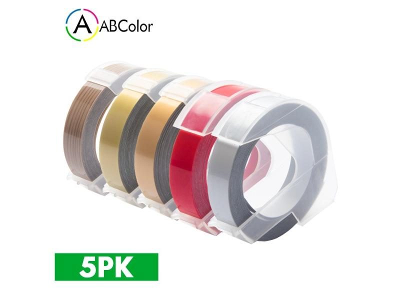 5Pcs 9mm For DYMO 3D Embossing Tape Plastic 3D Embossing Label Tape Printer Carousel 1