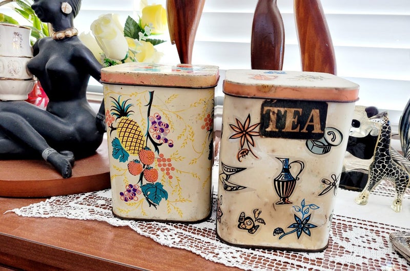 Vintage Choysa Tea Caddy Tea Tin x2 Carousel 6