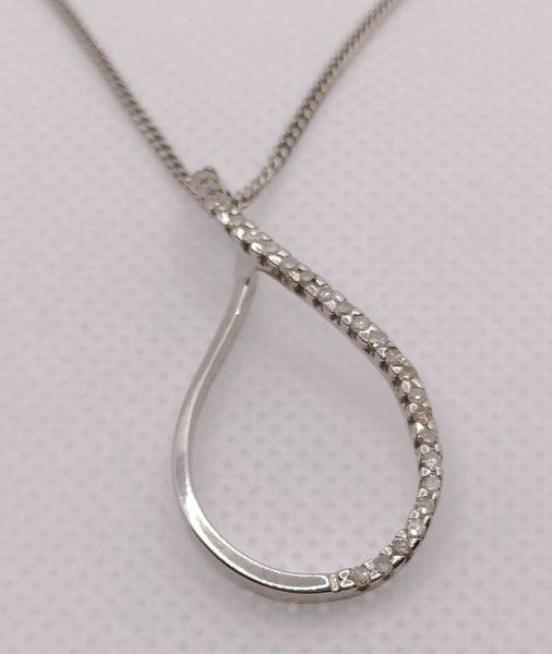 9CT WG TEAR DROP DIAMOND PENDANT #B21123542-1 Carousel 1