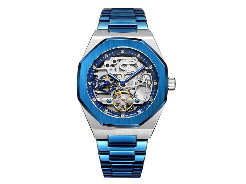 Forsining Fashion Silver Mens Luxury Automatic Mechanical Stainless Steel Carousel 1