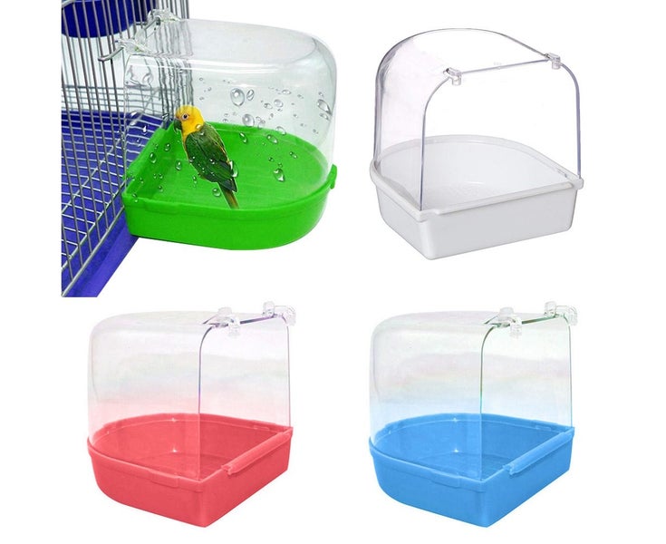 Pet Bird Parrot Transparent Bathing Tub Bathtub Shower Box Hanging Cage Decor Carousel 2