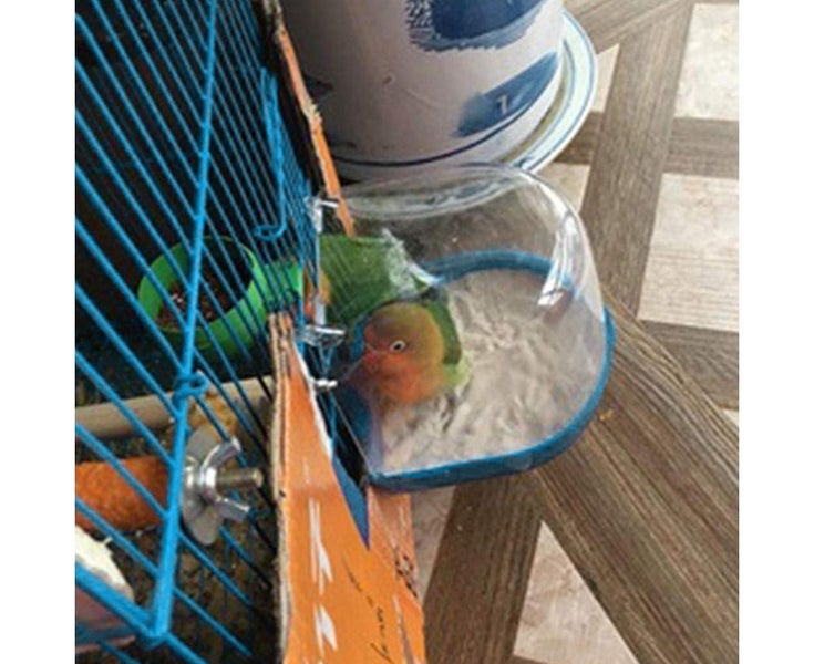 Pet Bird Parrot Transparent Bathing Tub Bathtub Shower Box Hanging Cage Decor Carousel 9