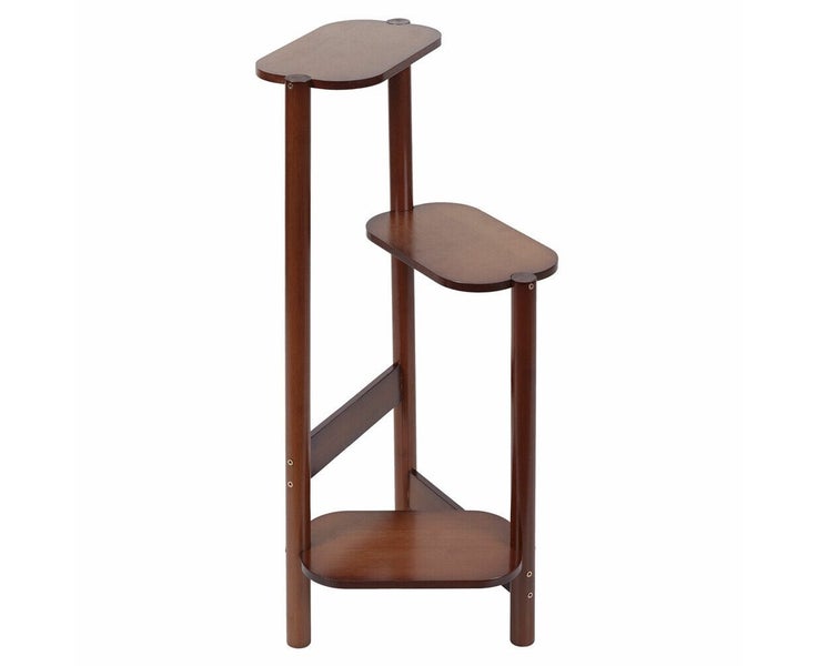 Brown 3 Tier Geometric Plant Stand Planter Holder Rack 75cm High Flower Bonsa Carousel 1