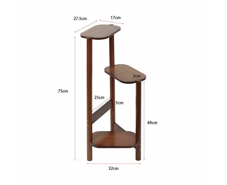 Brown 3 Tier Geometric Plant Stand Planter Holder Rack 75cm High Flower Bonsa Carousel 2