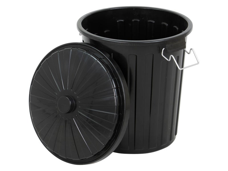55L Round Rubbish Bin with Lid - Black Carousel 2