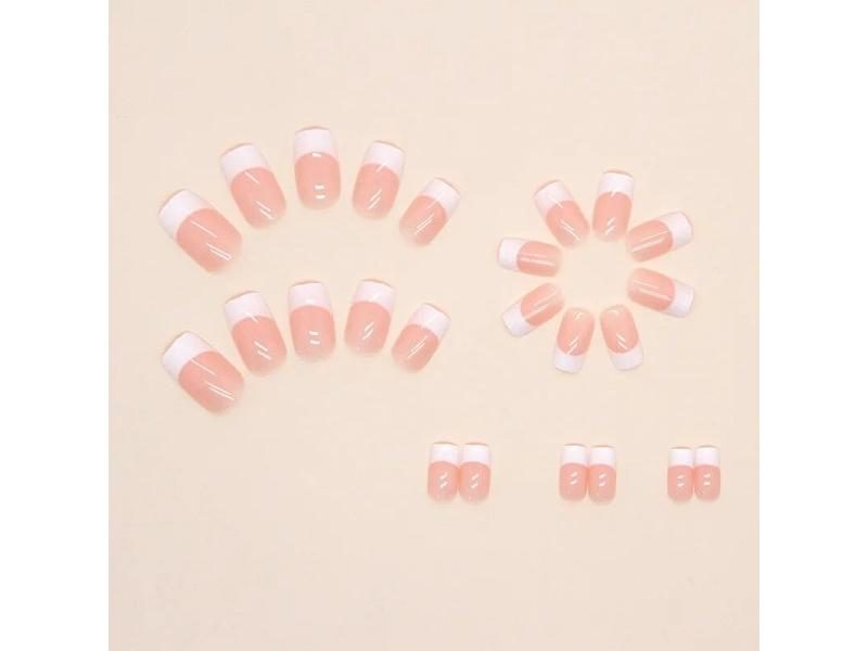 24 PCs Short French Minimalist Nails With 1 Jelly And 1 Nail File Carousel 1