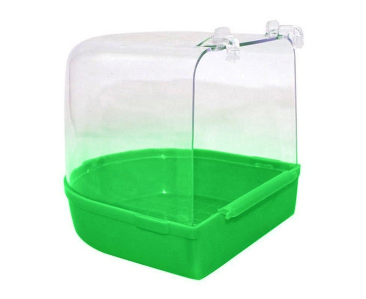 Pet Bird Parrot Transparent Bathing Tub Bathtub Shower Box Hanging Cage Decor Carousel 1