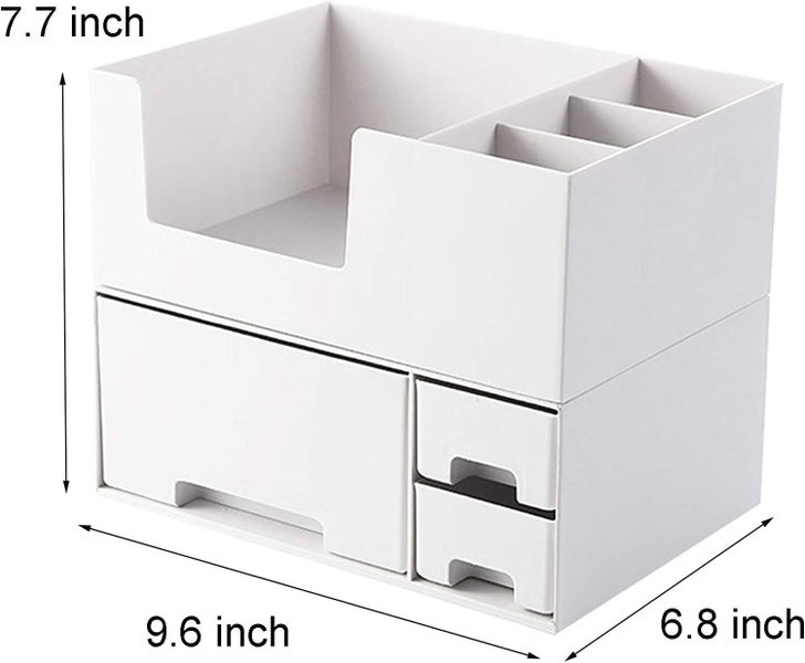 Stackable Makeup Organizer with Drawers, Plastic Storage Box Countertop Displ Carousel 2