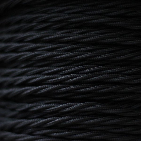 Twisted Electrical Fabric Cable / Cord 3-core. Coal Black Carousel 1