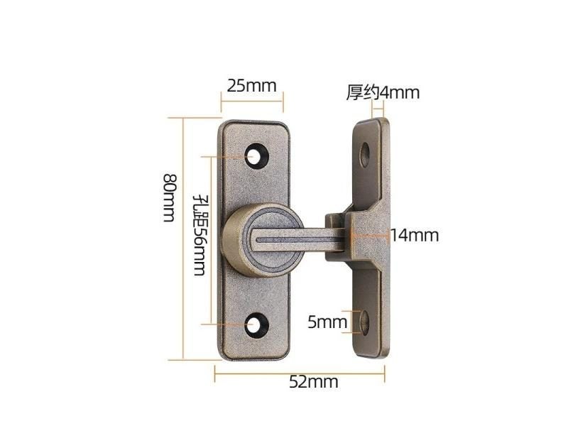 Zinc Alloy 90 Degree Door Buckle Punch-free Barn Door Lock Sliding Door Hasps Carousel 1