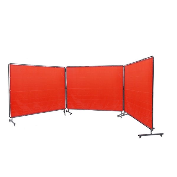 Welding Screen With Frame 3 Panel 6' X 8' Welding Curtain Screen 12 Wheels Carousel 11