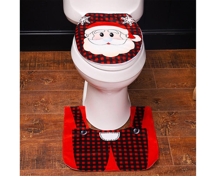 Christmas Toilet Seat Cover and Rug Set | Christmas Bathroom Decorations | Ch Carousel 1