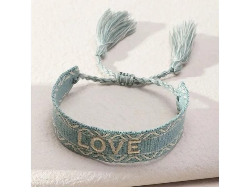 Bohemia Embroidery Letters Woven Tassel Adjustable Rope Braided Bracelet For Carousel 1