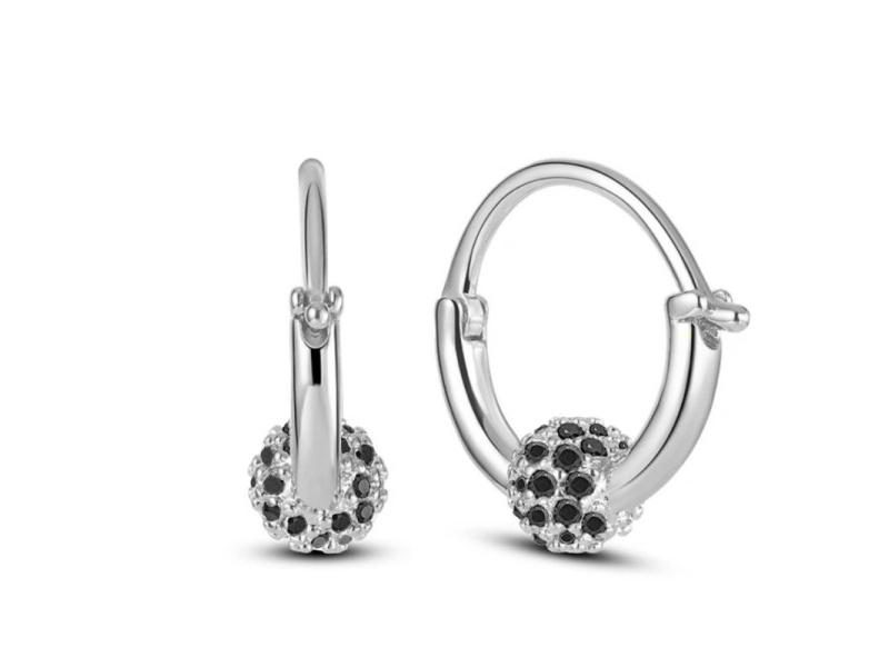 Black Awn Classic Silver Color Round Black Trendy Spinel Engagement Hoop Carousel 1