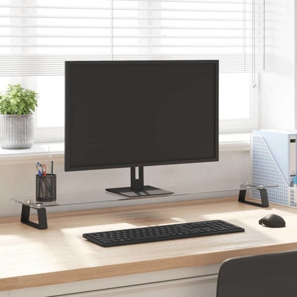 Monitor Stand Black 100x20x8 Cm Tempered Glass And Metal Tiaxxl Carousel 1