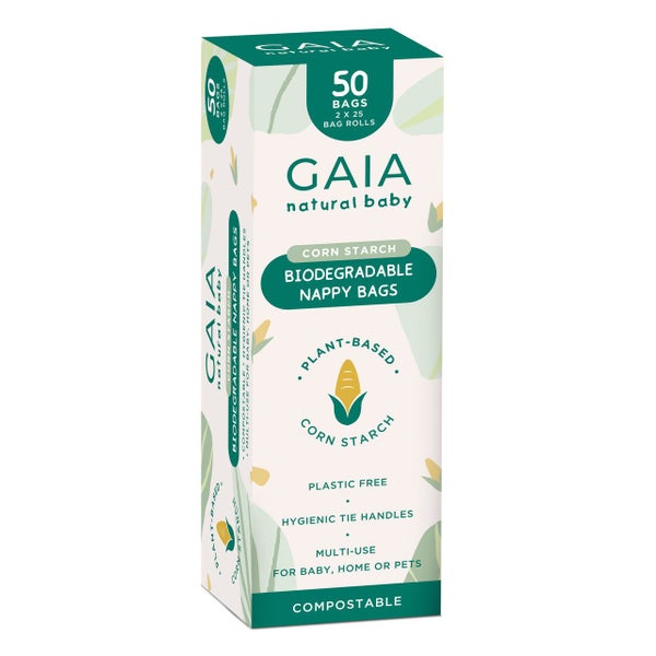 Gaia Natural Baby Biodegradable Nappy Bags 50 Pack Carousel 1