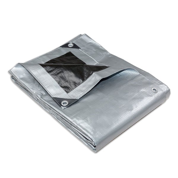 Heavy Duty Silver Black Tarp Tarpaulin 6.1X7.3M Carousel 1