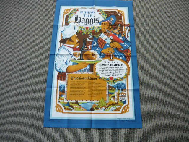 NEW LARGE "PIPING THE HAGGIS" TEATOWEL. Carousel 1