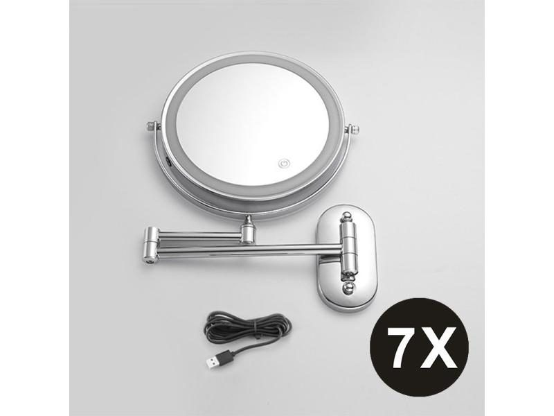 8 Inch Makeup Mirror 3x/5x/7x/10x Magnifying Double Side USB Charging 3 Color Carousel 1