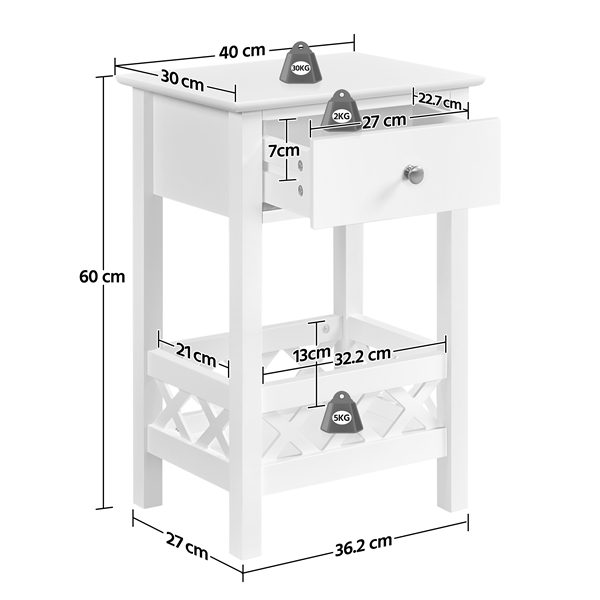 2pcs Side Table Nightstand Carousel 2