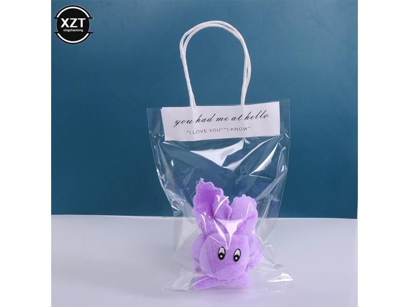 1pcs 30x30cm Coral Velvet Fleece Cute Bear Hand Towel Rabbit Handkerchief Carousel 1