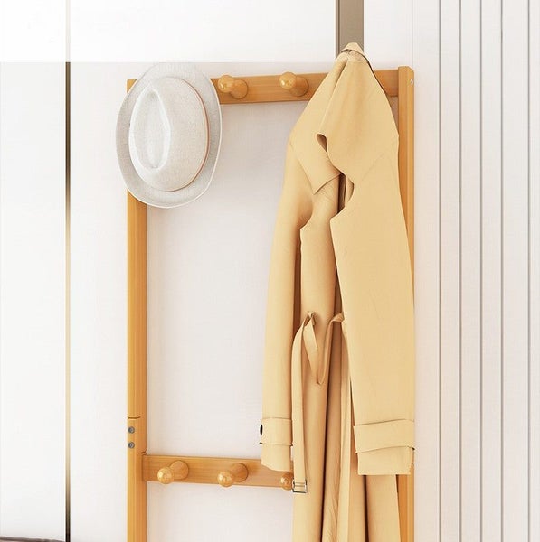 Wooden Hall Stand Modern Style Minimalist Home Floor Coat Rack with Drawer Carousel 1