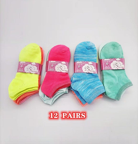 (12 Pairs) Candy Colour Kids' Ankle Socks 4 - 6 Carousel 2