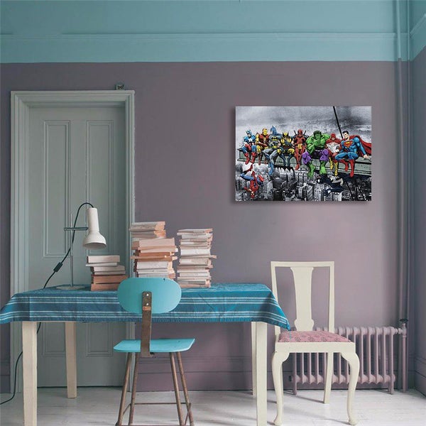 Framed $1 RESERVE 1 Panel Canvas Art Print - Super Hero Carousel 2