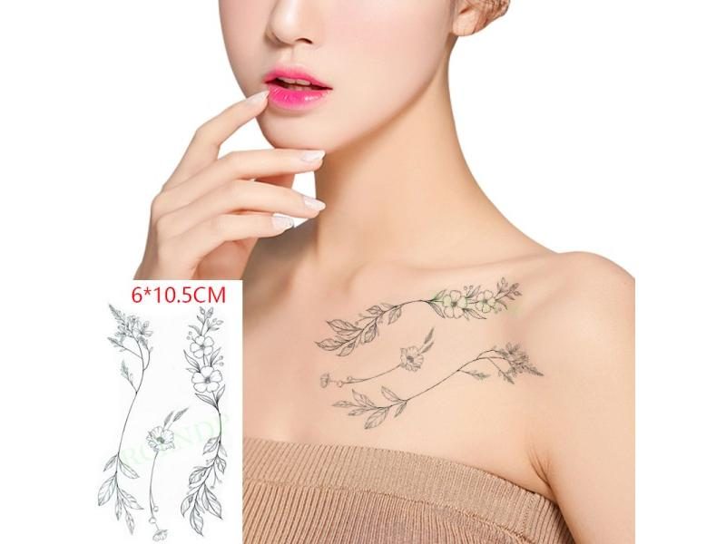 Waterproof Temporary Tattoo Sticker Sexy Baby's Breath Flower Tatto Small Birds Carousel 1