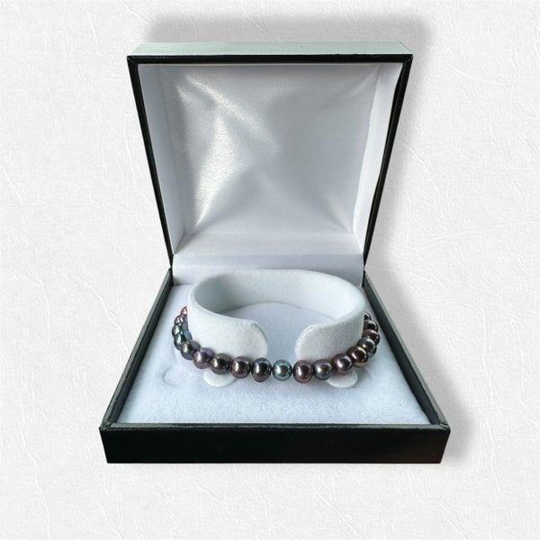 Genuine 6.5mm - 7mm Black / Peacock Cultured Pearl Bracelet - 19cm Carousel 1