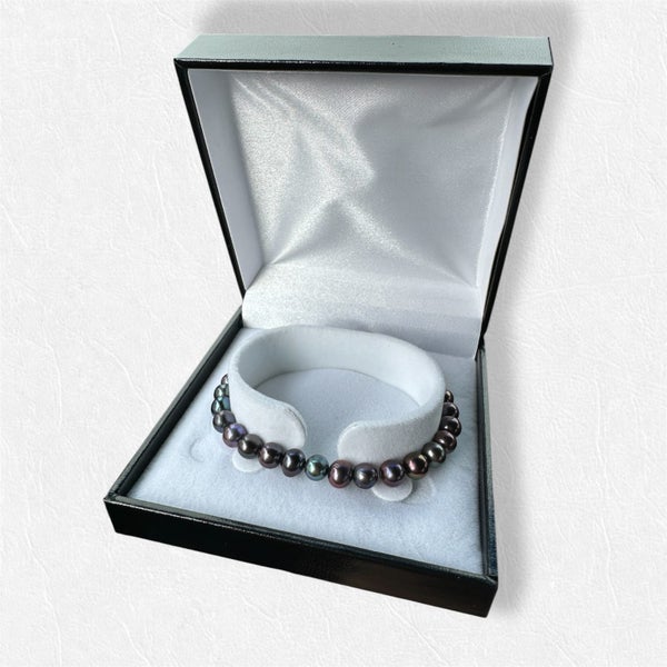 Genuine 6.5mm - 7mm Black / Peacock Cultured Pearl Bracelet - 19cm Carousel 2