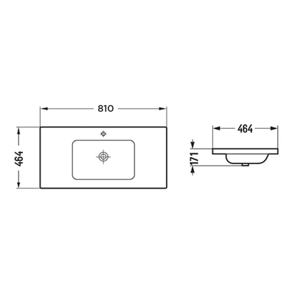 NOVO Wall Vanity With Classic Top 800mm - White Carousel 4